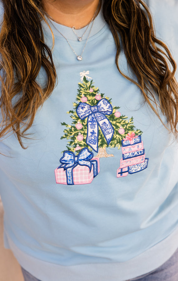 Frosted Noel Embroidered Sweatshirt - Simply Polished Boutique