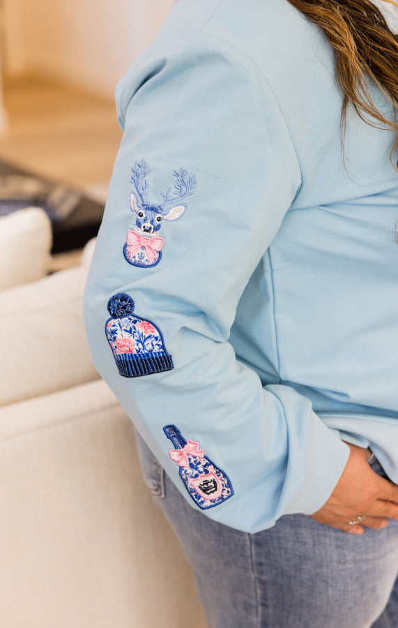 Frosted Noel Embroidered Sweatshirt - Simply Polished Boutique