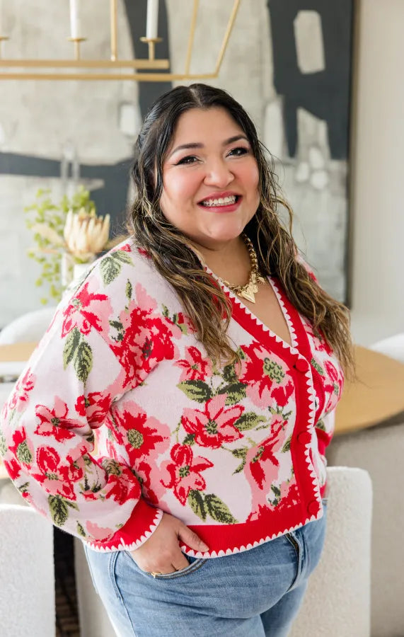 Heirloom Bloom Intarsia Cardigan - Simply Polished Boutique