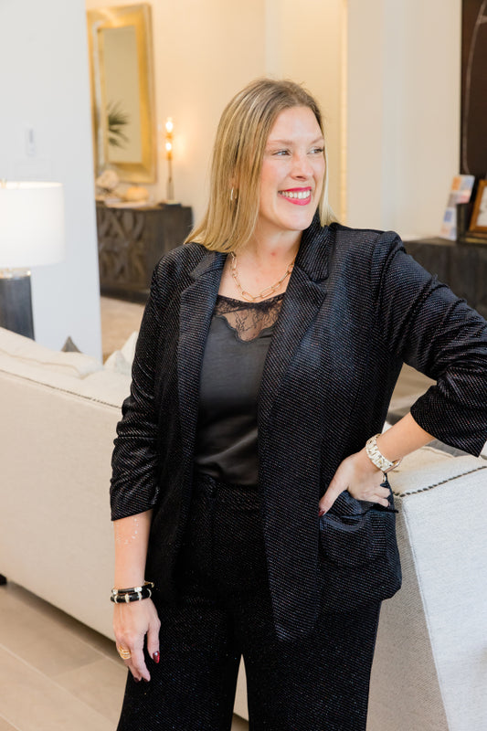Midnight Muse Glitter Velvet Blazer