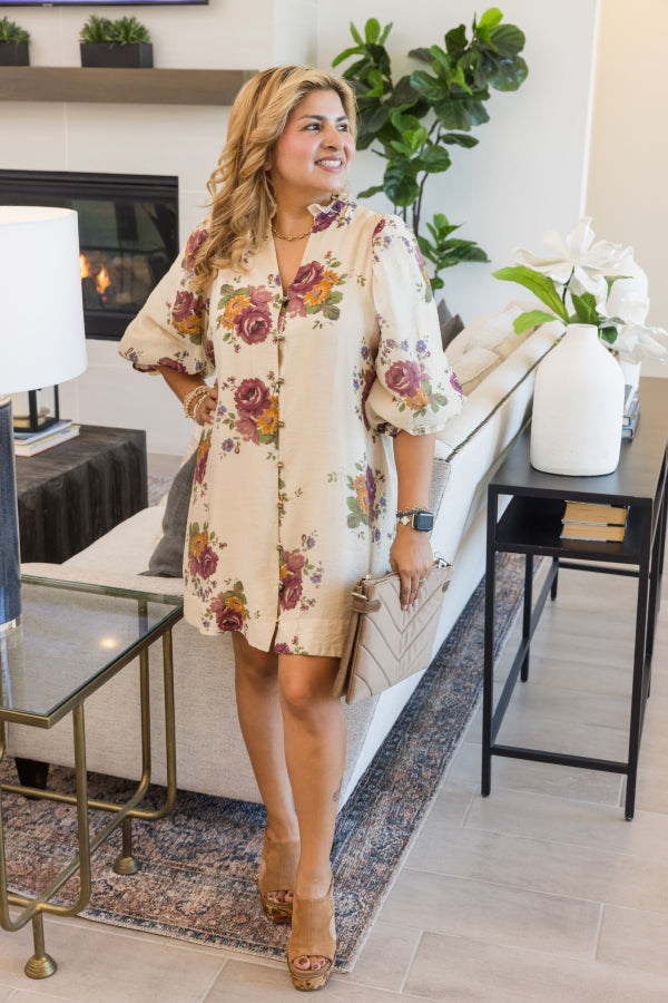 Rustic Bloom Mini Dress