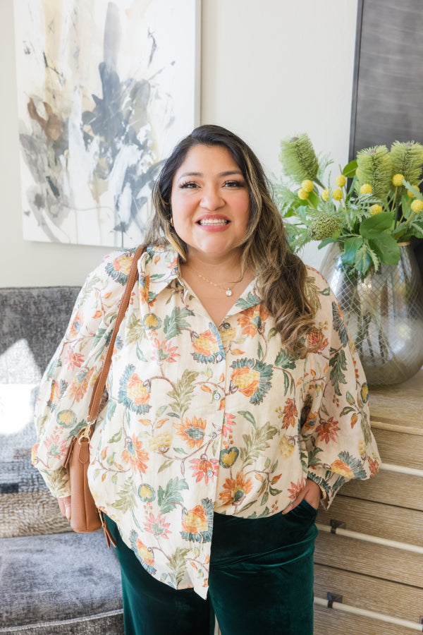 Autumn Sky Button Top