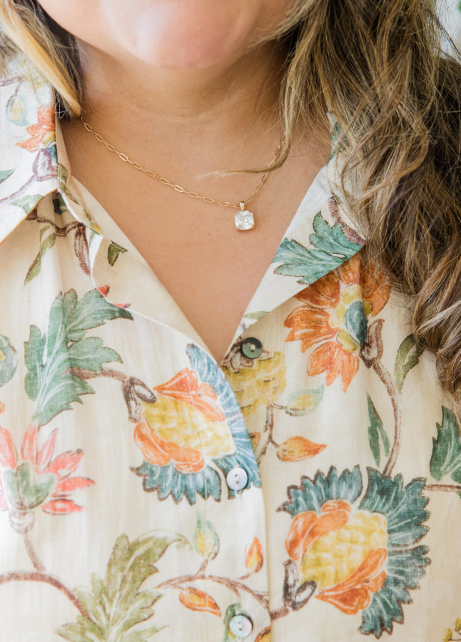 Autumn Sky Button Top