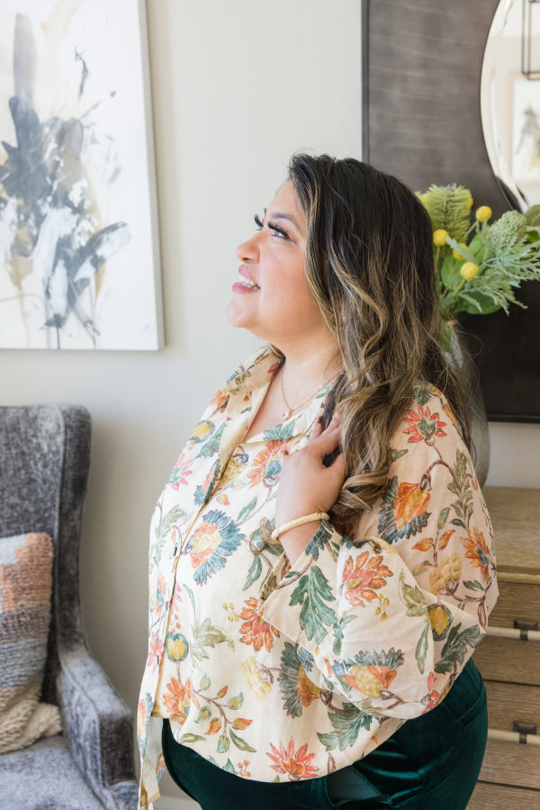 Autumn Sky Button Top