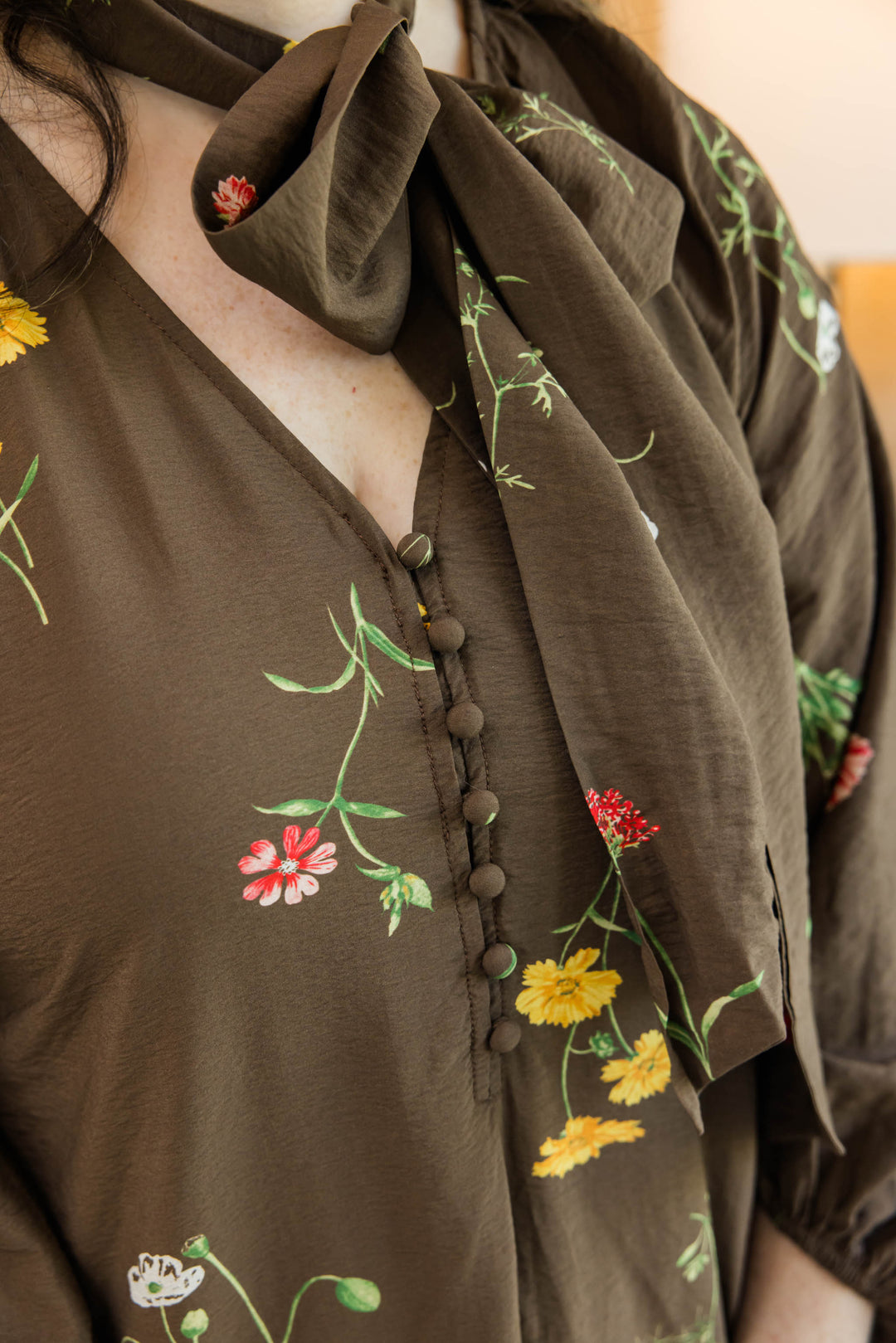 After Hours Floral Dress – Brown