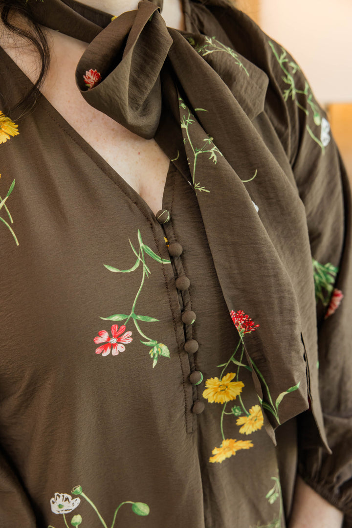 After Hours Floral Dress – Brown