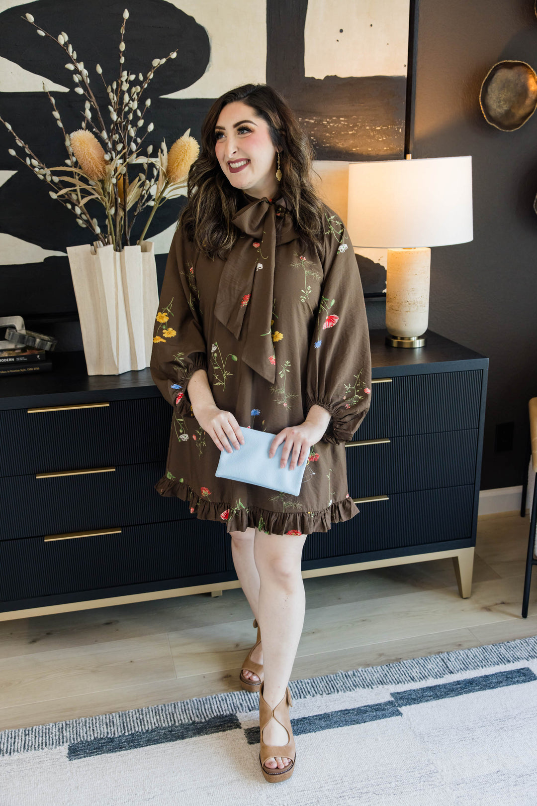 After Hours Floral Dress – Brown