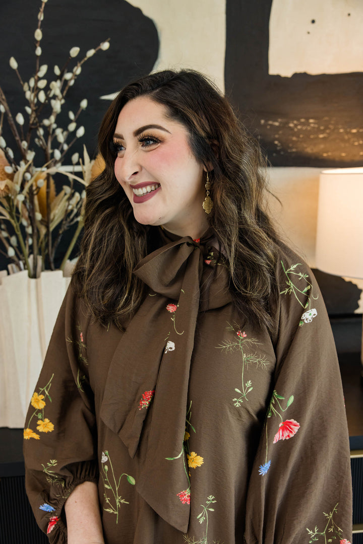After Hours Floral Dress – Brown