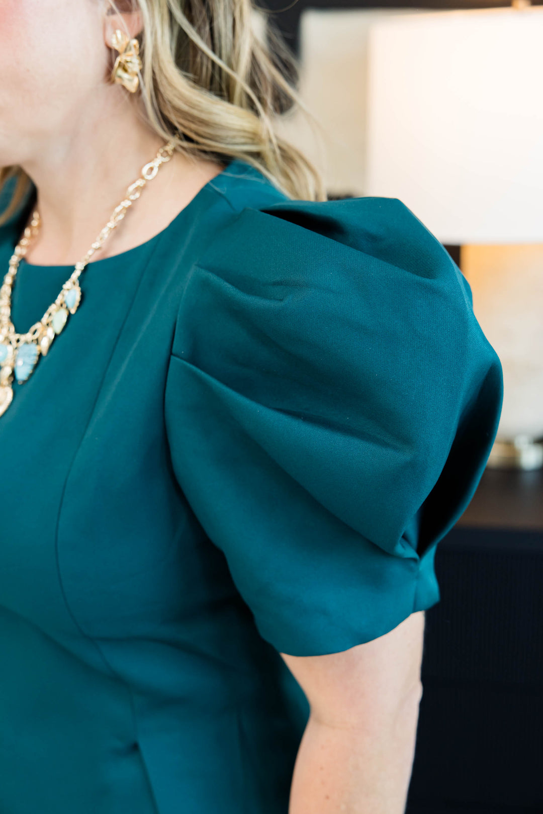 Power Move Puff Sleeve Top – Hunter Green