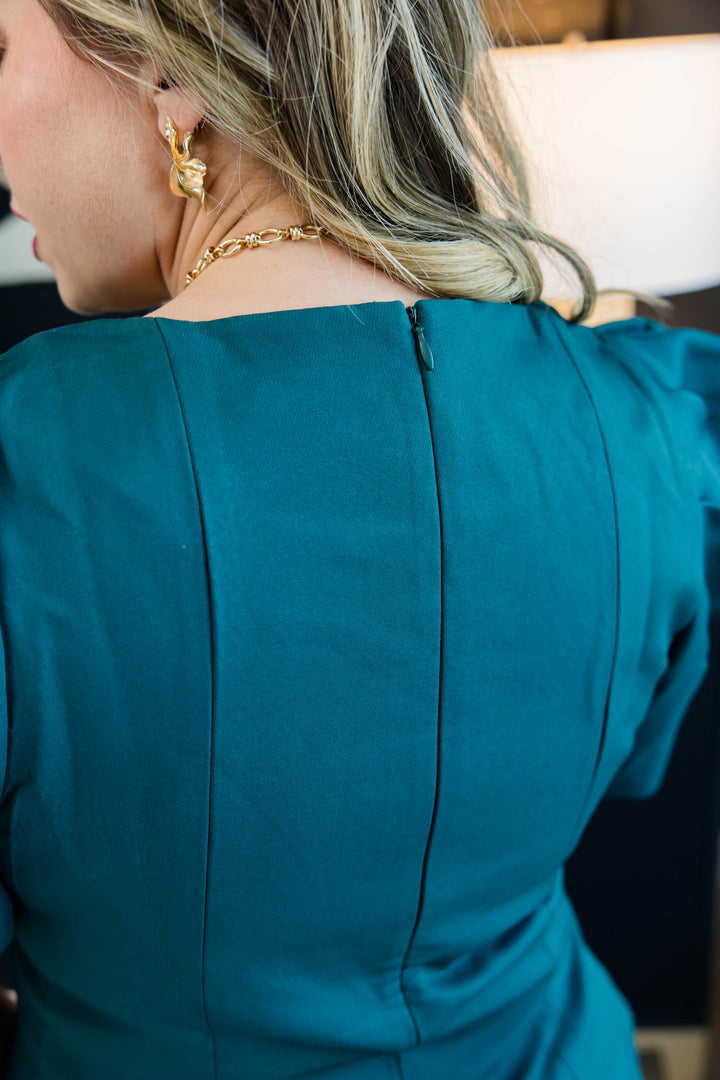 Power Move Puff Sleeve Top – Hunter Green