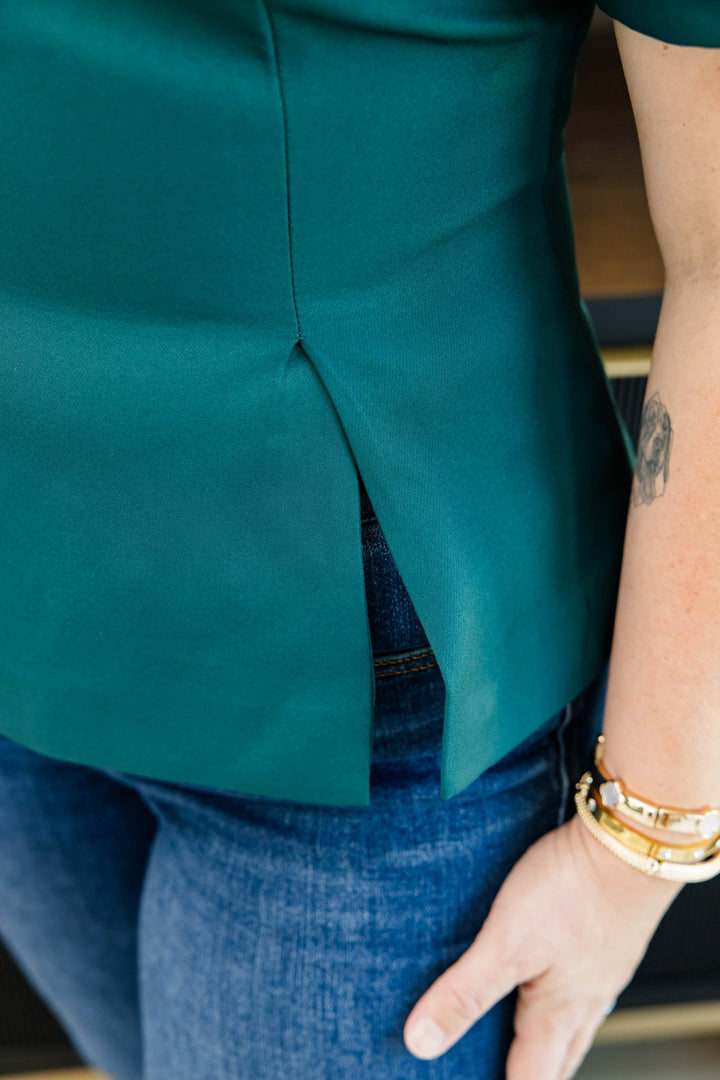 Power Move Puff Sleeve Top – Hunter Green