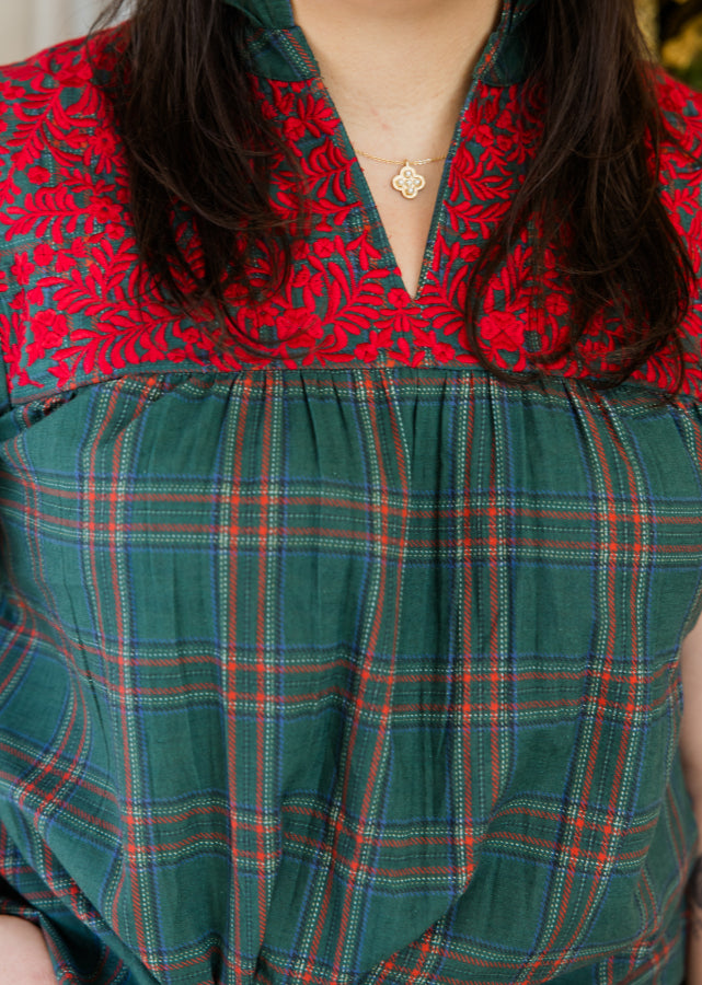 Reese Top in Green Plaid - Simply Polished Boutique