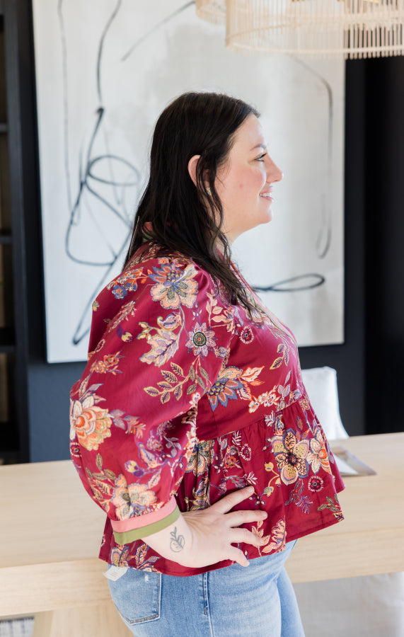 Autumn Flora Peplum Top - Simply Polished Boutique