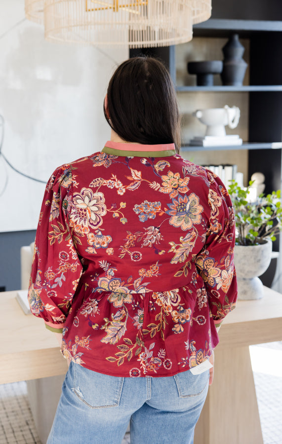 Autumn Flora Peplum Top - Simply Polished Boutique