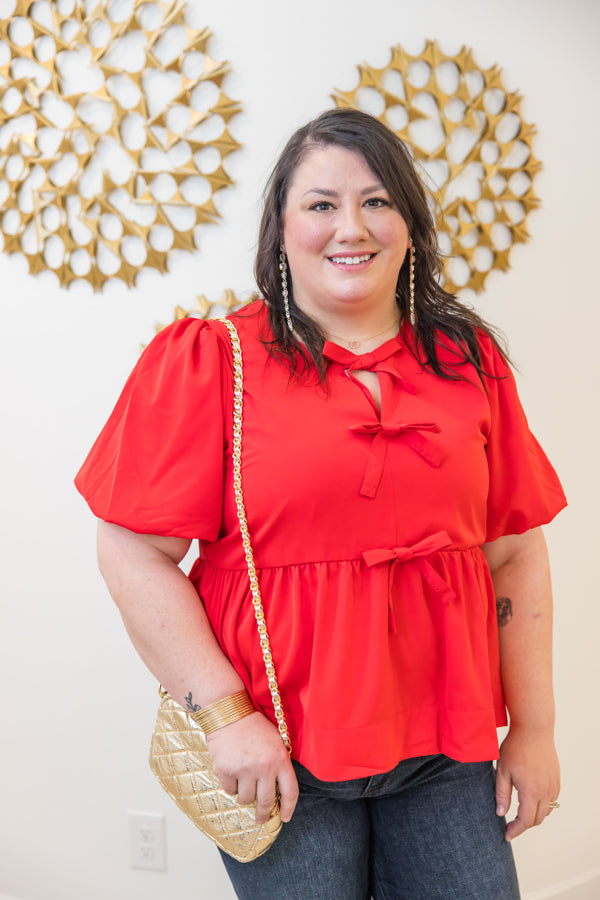 Bow Tie Peplum Top - Simply Polished Boutique