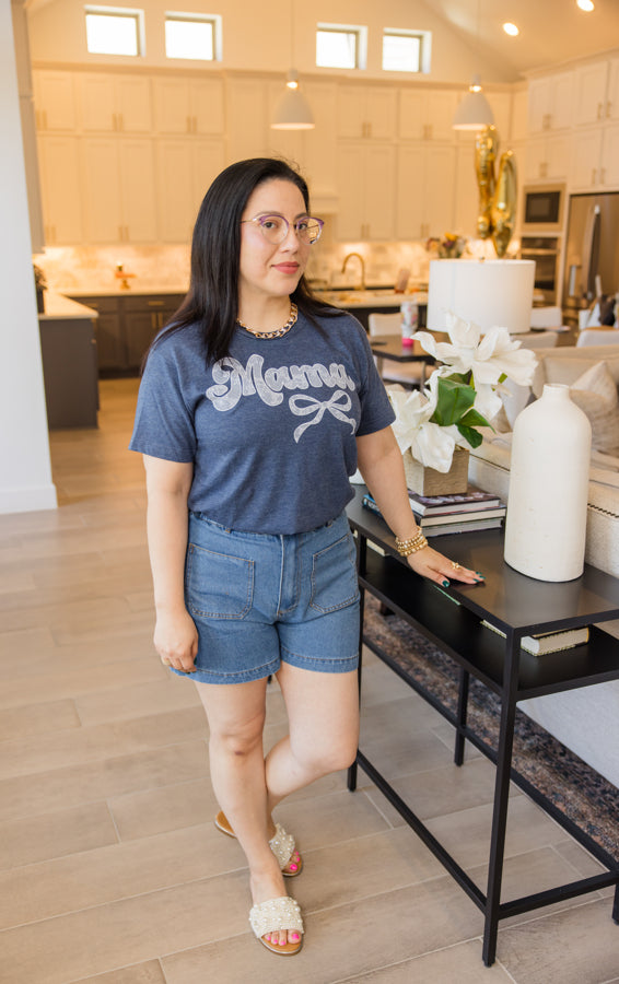 Ruffle Edge High-Waist Denim Shorts