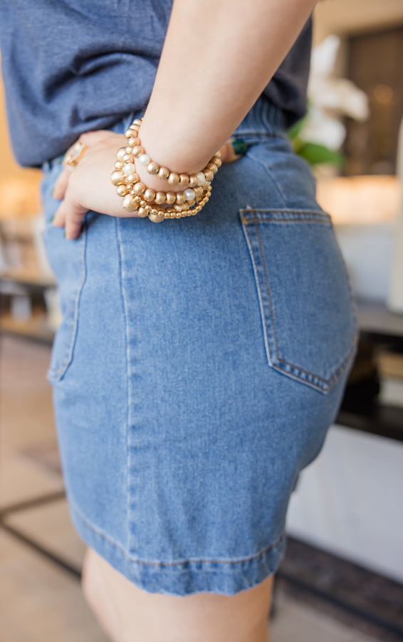 Ruffle Edge High-Waist Denim Shorts