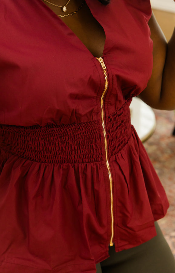 Smocked Chic Peplum Top - Simply Polished Boutique