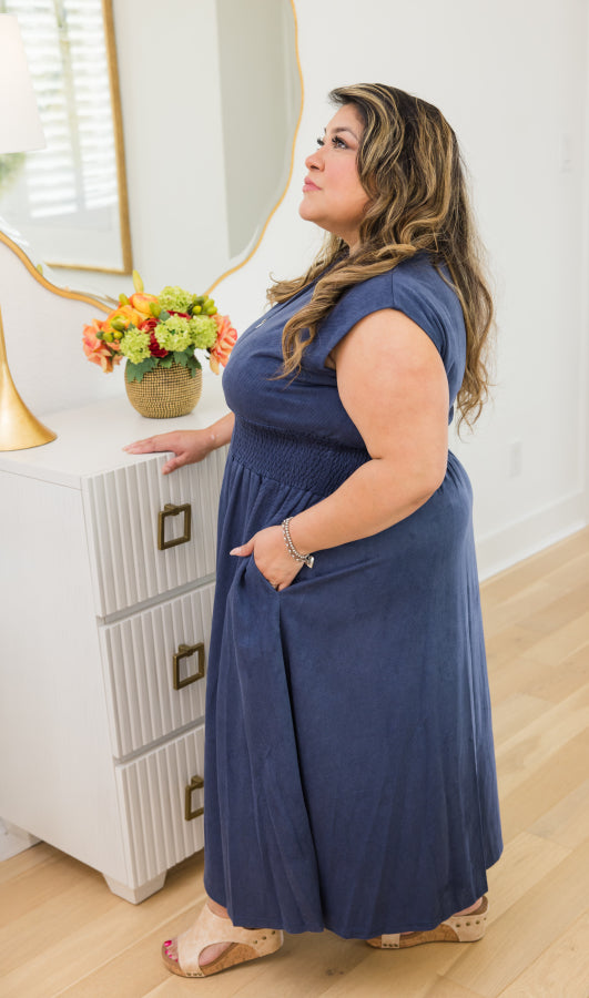 Luxe Suede Zip Midi Dress - Simply Polished Boutique