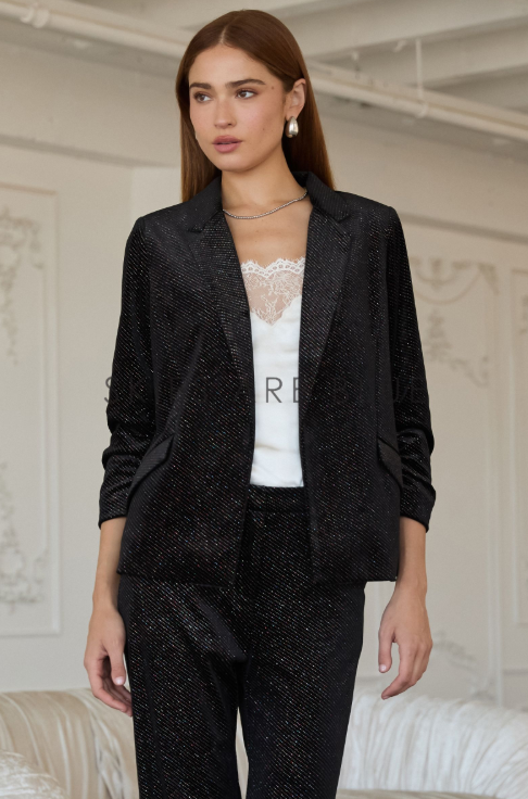 Midnight Muse Embellished Velvet Blazer - Simply Polished Boutique
