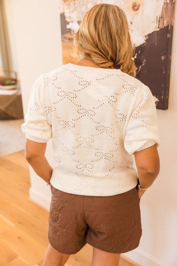 Embroidered Bow Quilted Shorts - Simply Polished Boutique