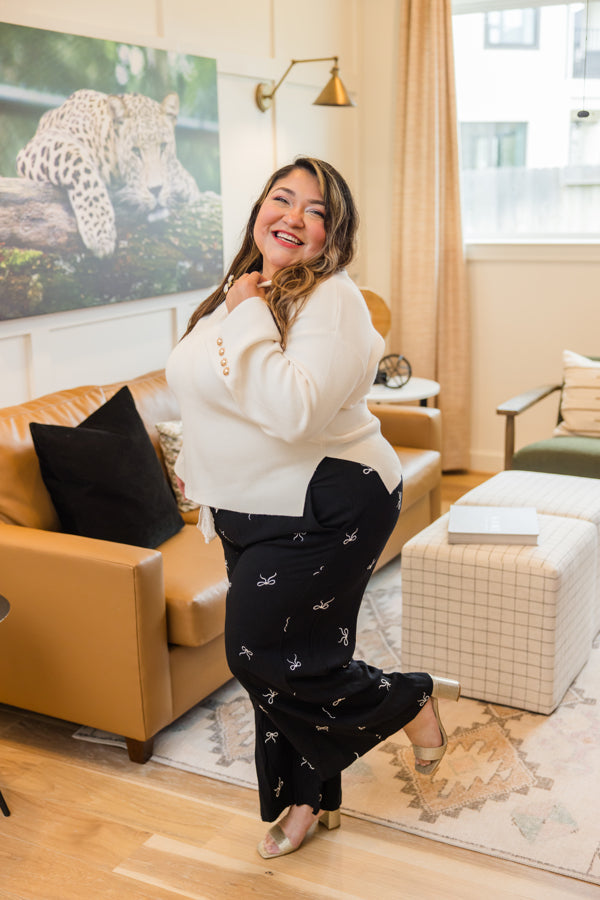 Bow Embroidered Linen Pants - Simply Polished Boutique