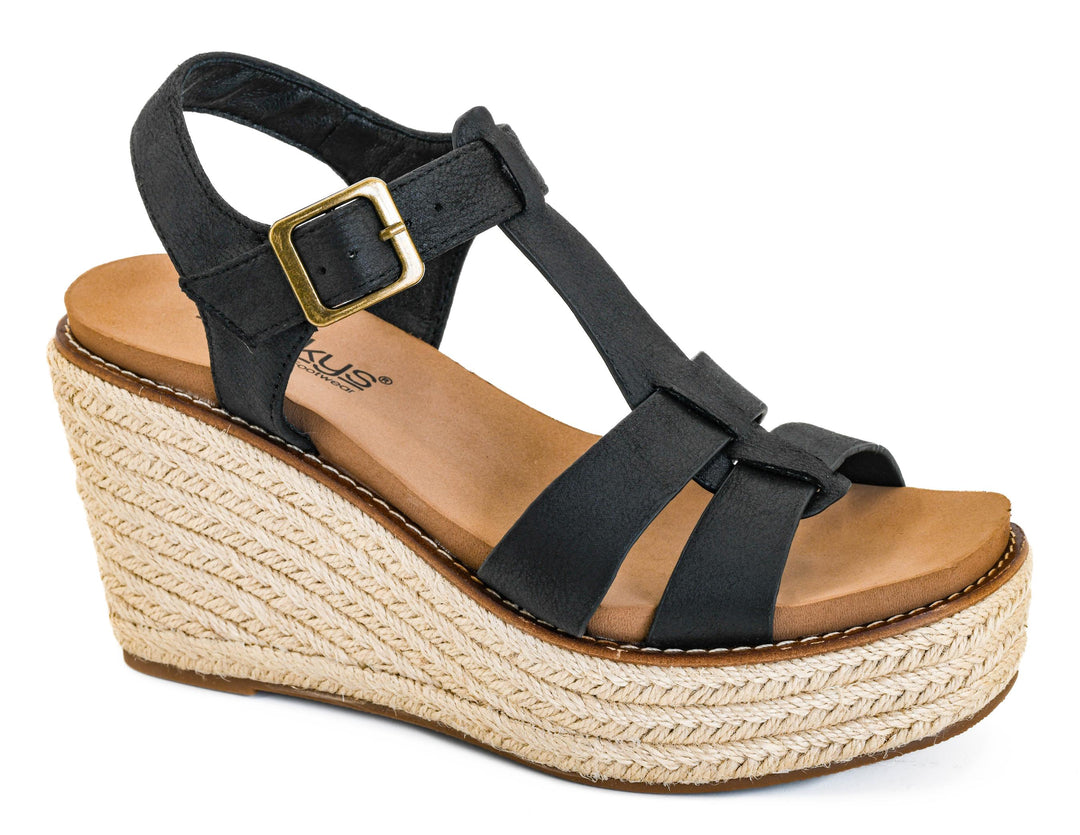 Something Fishy Black Wedges By Corkys
