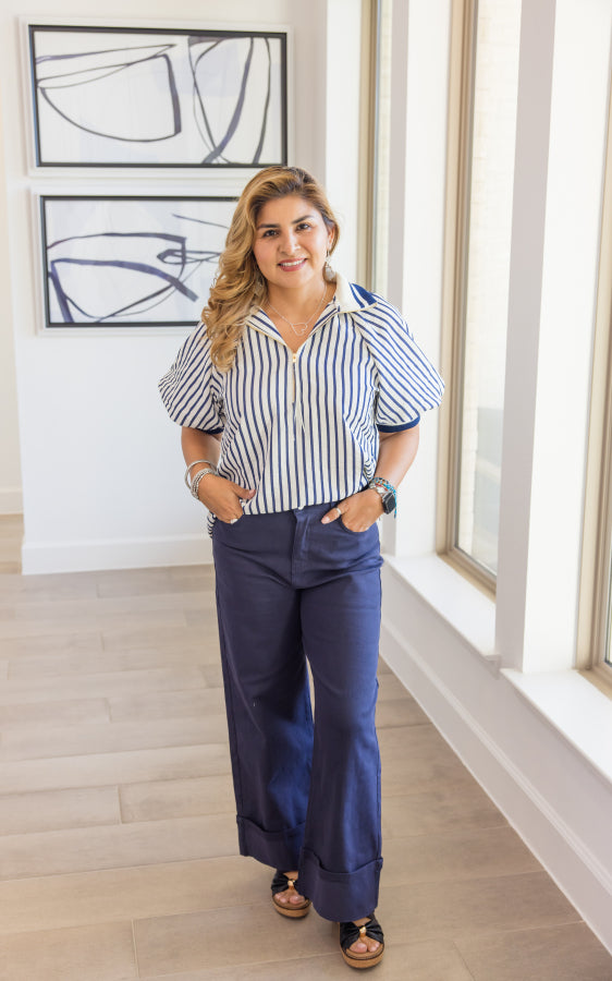 The Camden Half-Zip Stripe Top