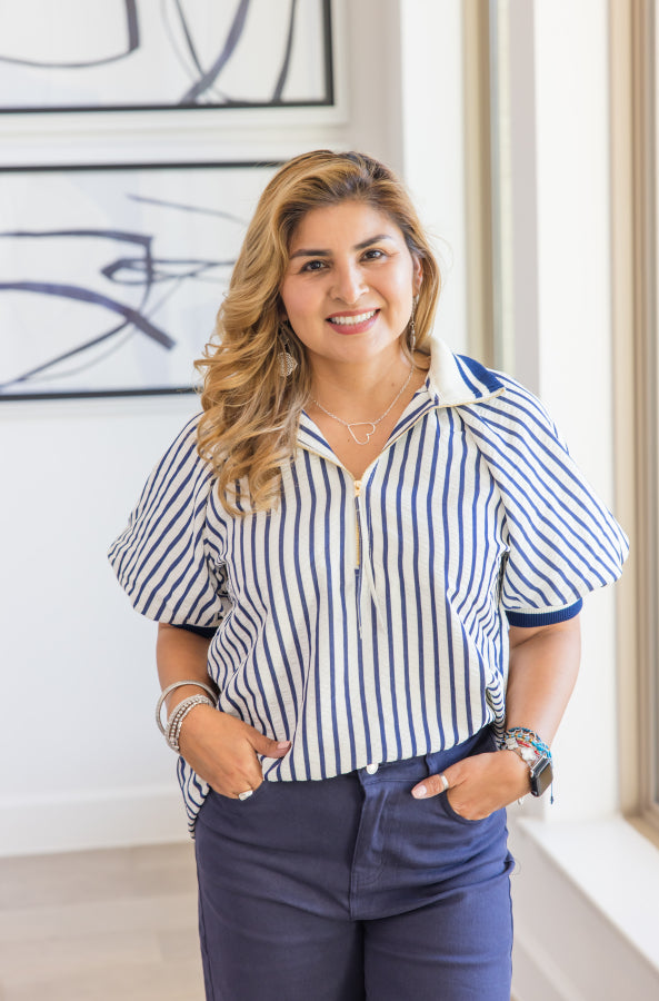 The Camden Half-Zip Stripe Top