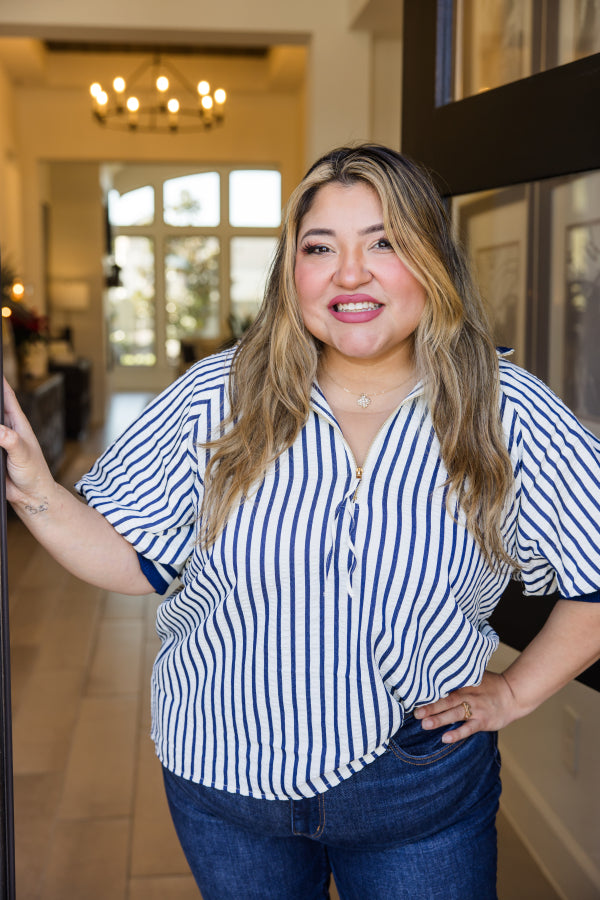 The Camden Half-Zip Stripe Top