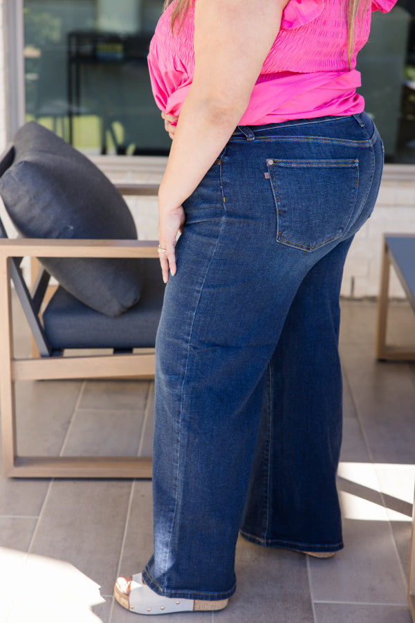 The Sawyer Retro Wide-Leg Jeans by Judy Blue