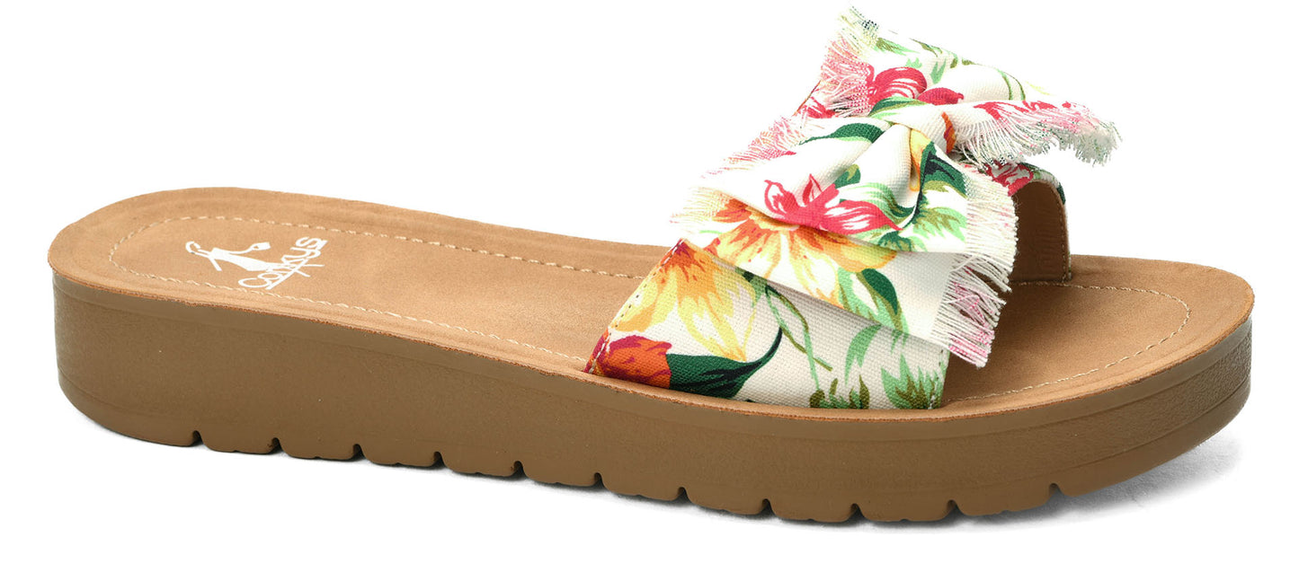 CORKYS Spray Tan White Floral Sandals
