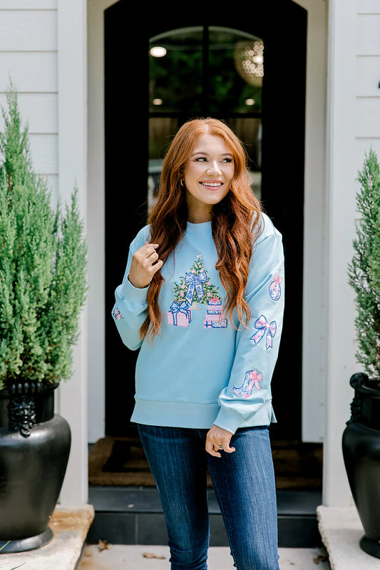 Frosted Noel Embroidered Sweatshirt