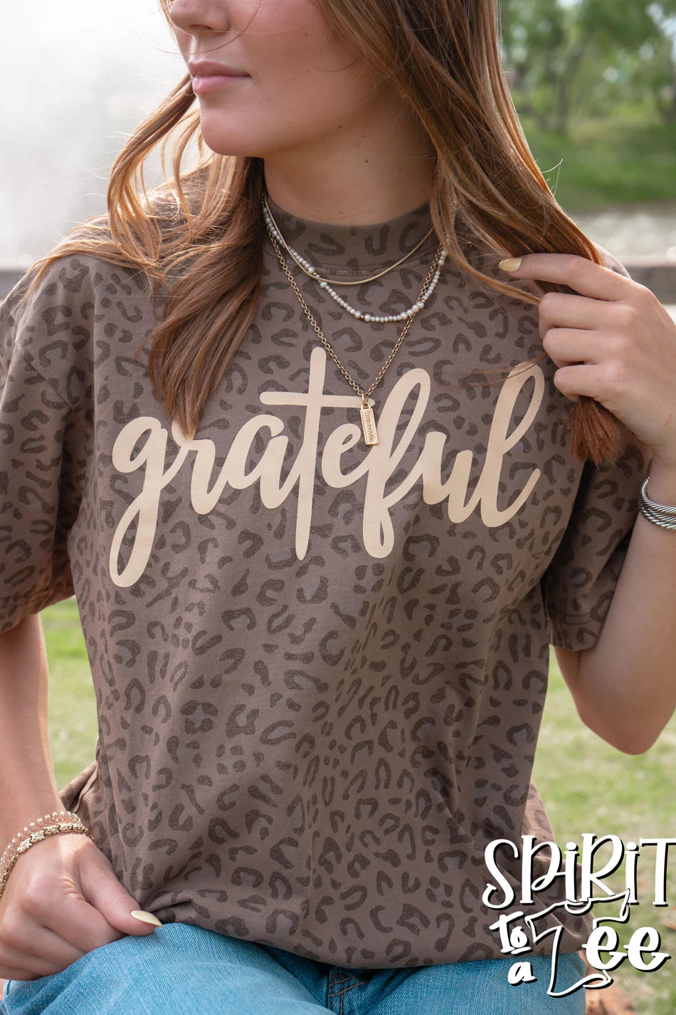 Grateful on Animal Print Tee