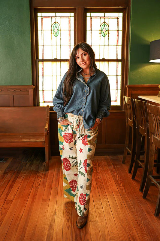 Western Grace Denim Blouse