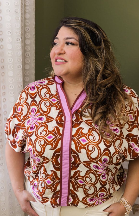 Abstract Charm Blouse - Simply Polished Boutique