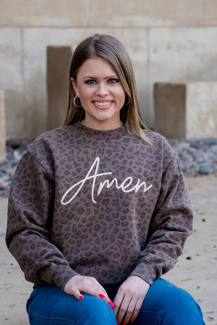 Amen Leopard - Jesus Sweatshirt - Simply Polished Boutique