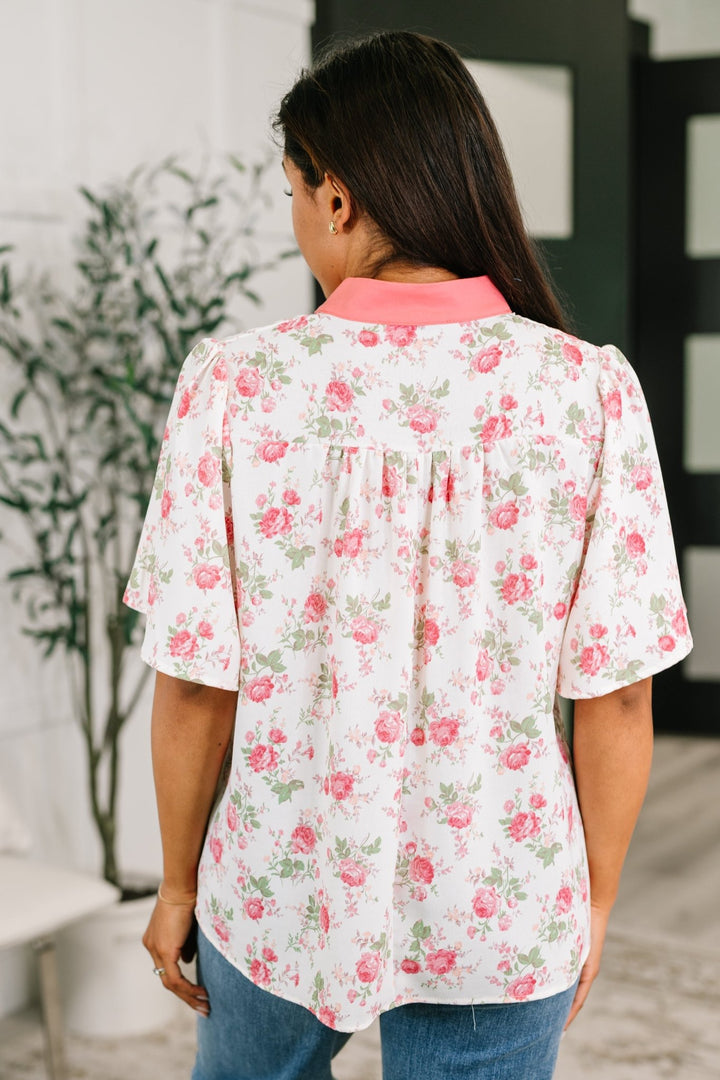 Blooming Season Split Neck Floral Blouse - Simply Polished Boutique