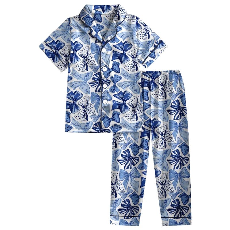 Blue Bow Bliss Pajama Pants Set - Southern Couture - Simply Polished Boutique