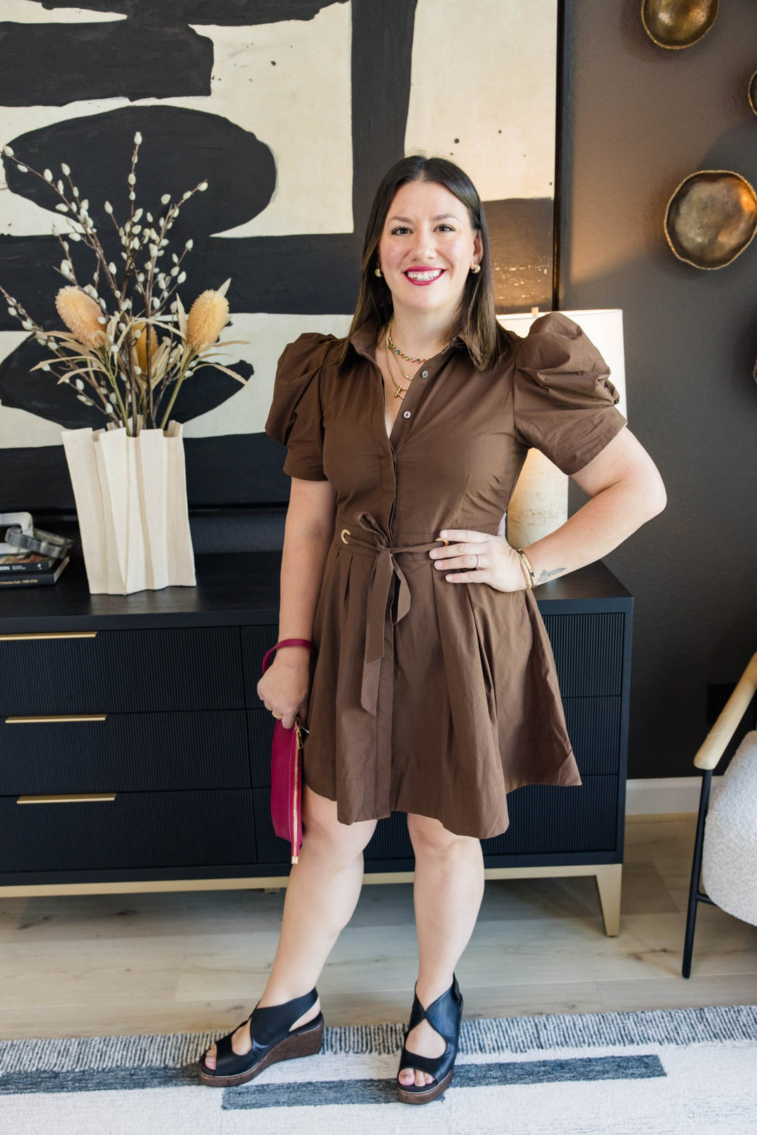 Boardroom Brown Shirt Dress - Simply Polished Boutique