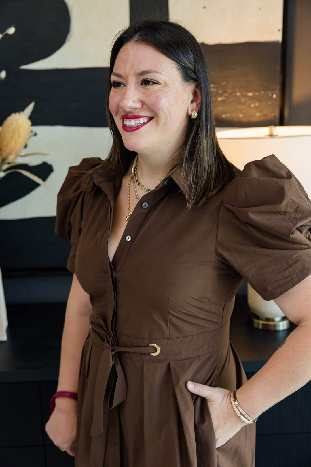 Boardroom Brown Shirt Dress - Simply Polished Boutique