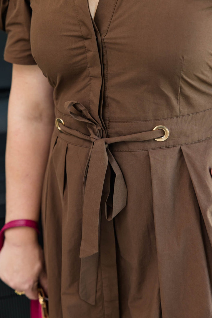 Boardroom Brown Shirt Dress - Simply Polished Boutique