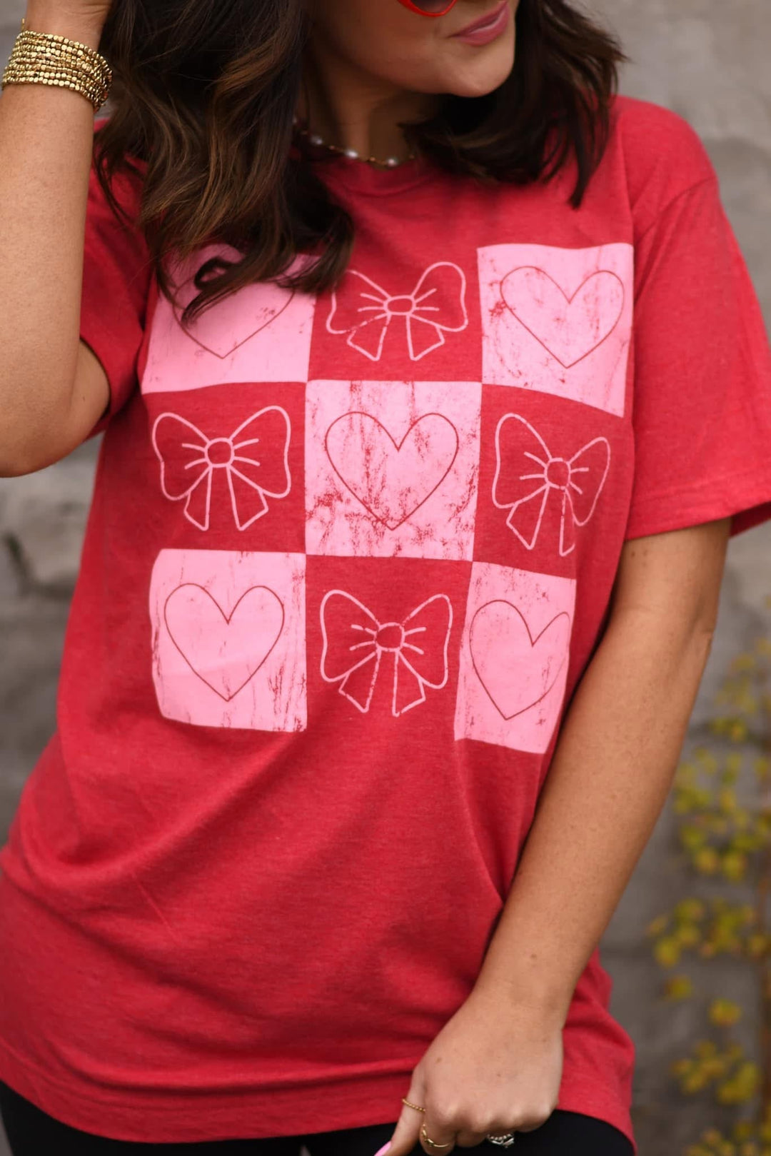 Bow & Heart Tee Shirt - Simply Polished Boutique
