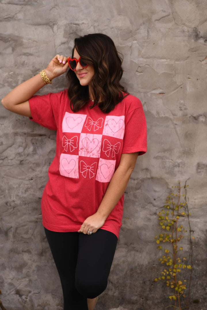 Bow & Heart Tee Shirt - Simply Polished Boutique