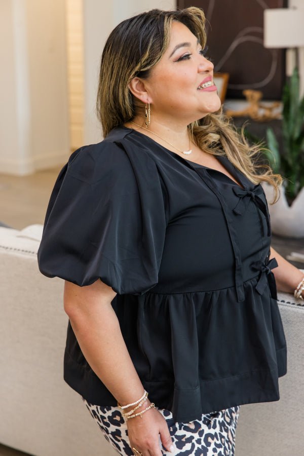 Bow Tie Peplum Top - Simply Polished Boutique