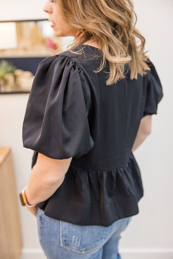 Bow Tie Peplum Top - Simply Polished Boutique