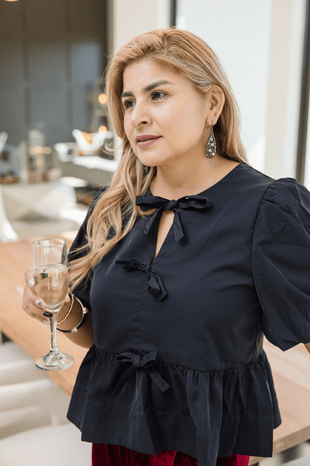 Bow Tie Peplum Top - Simply Polished Boutique