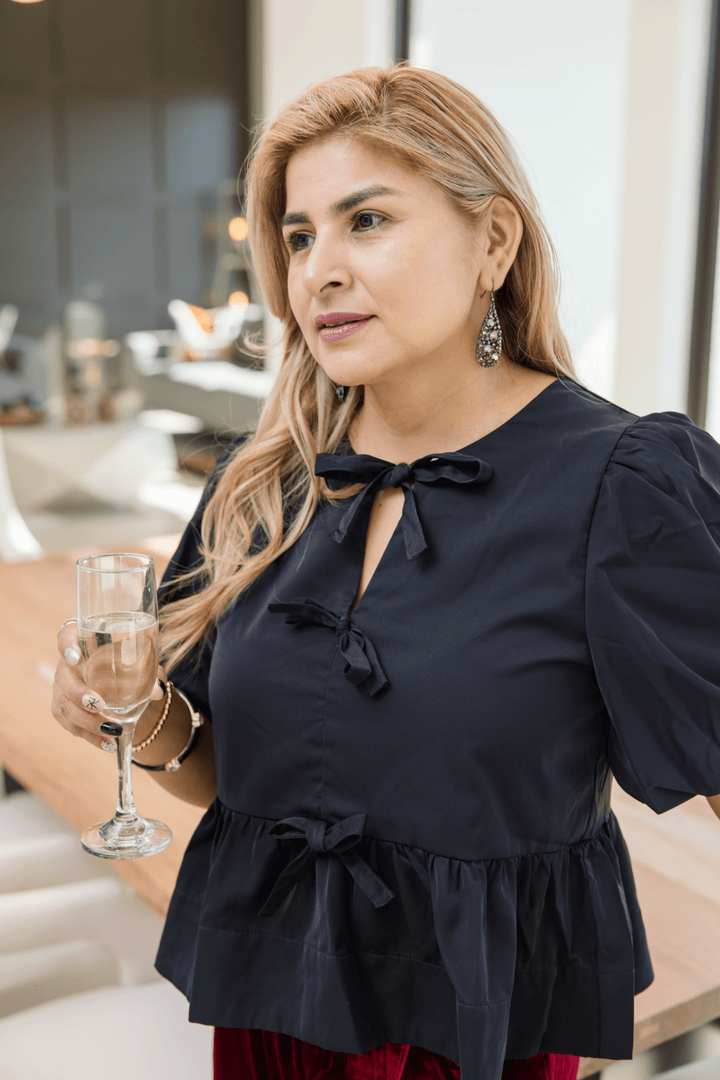 Bow Tie Peplum Top - Simply Polished Boutique
