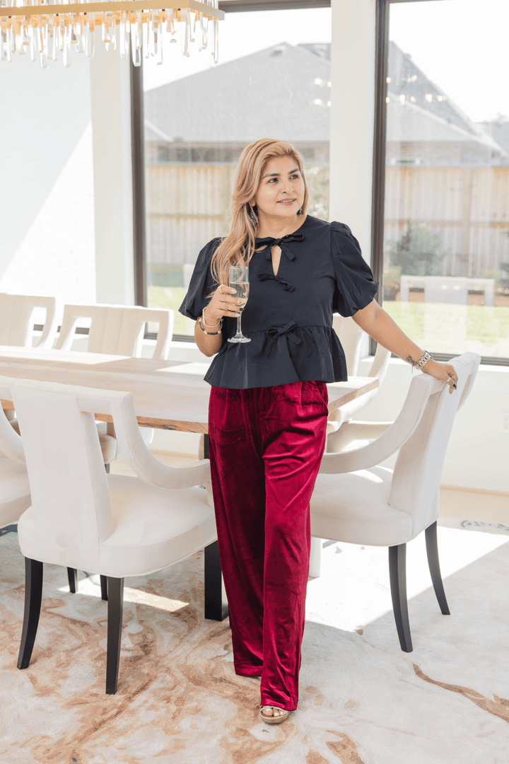 Bow Tie Peplum Top - Simply Polished Boutique