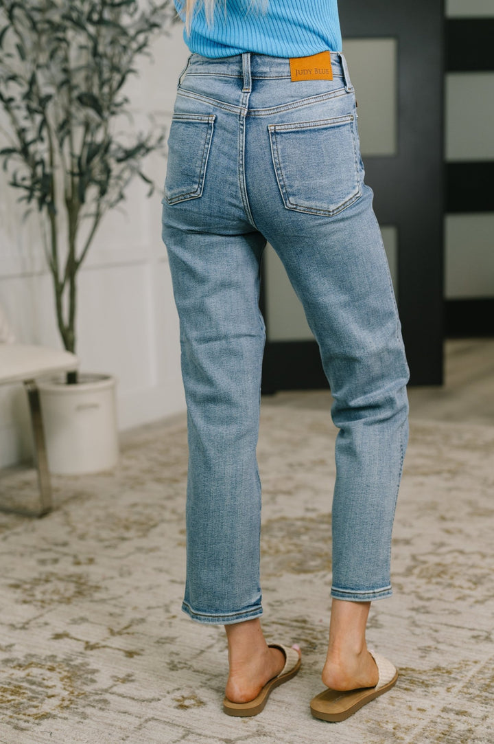 Carla High Waist Ankle Straight Jean in Break Through Blue - Simply Polished Boutique